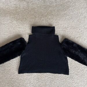 Rehab Women’s Turtleneck with Faux Fur Sleeves and Shoulder Holes
